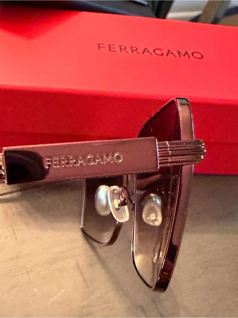 Salvatore Ferragamo Burgundy Frame Sunglasses with Gold Accents